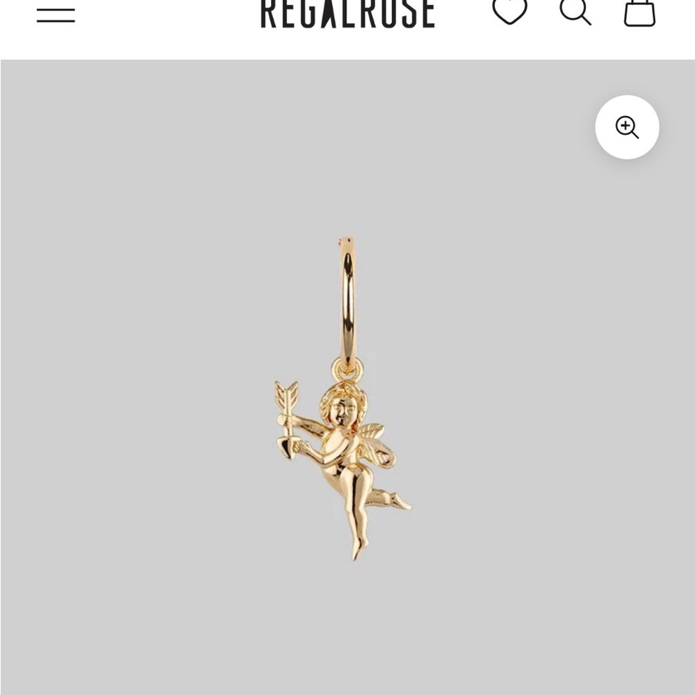 Regal Rose Cupid hoop earring in gold